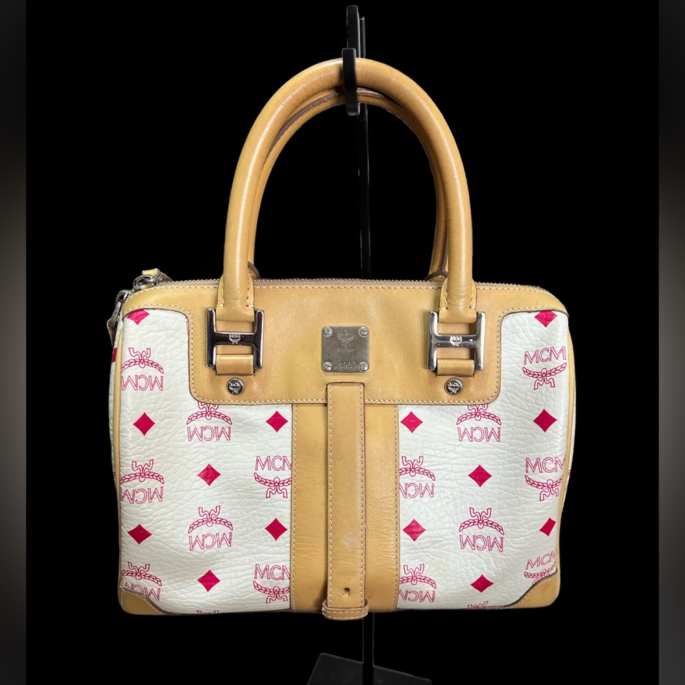 Authentic MCM Vachetta Tan White Monogram